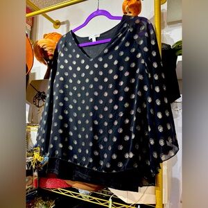 014C // Dress Barn poncho-style dress shirt // L